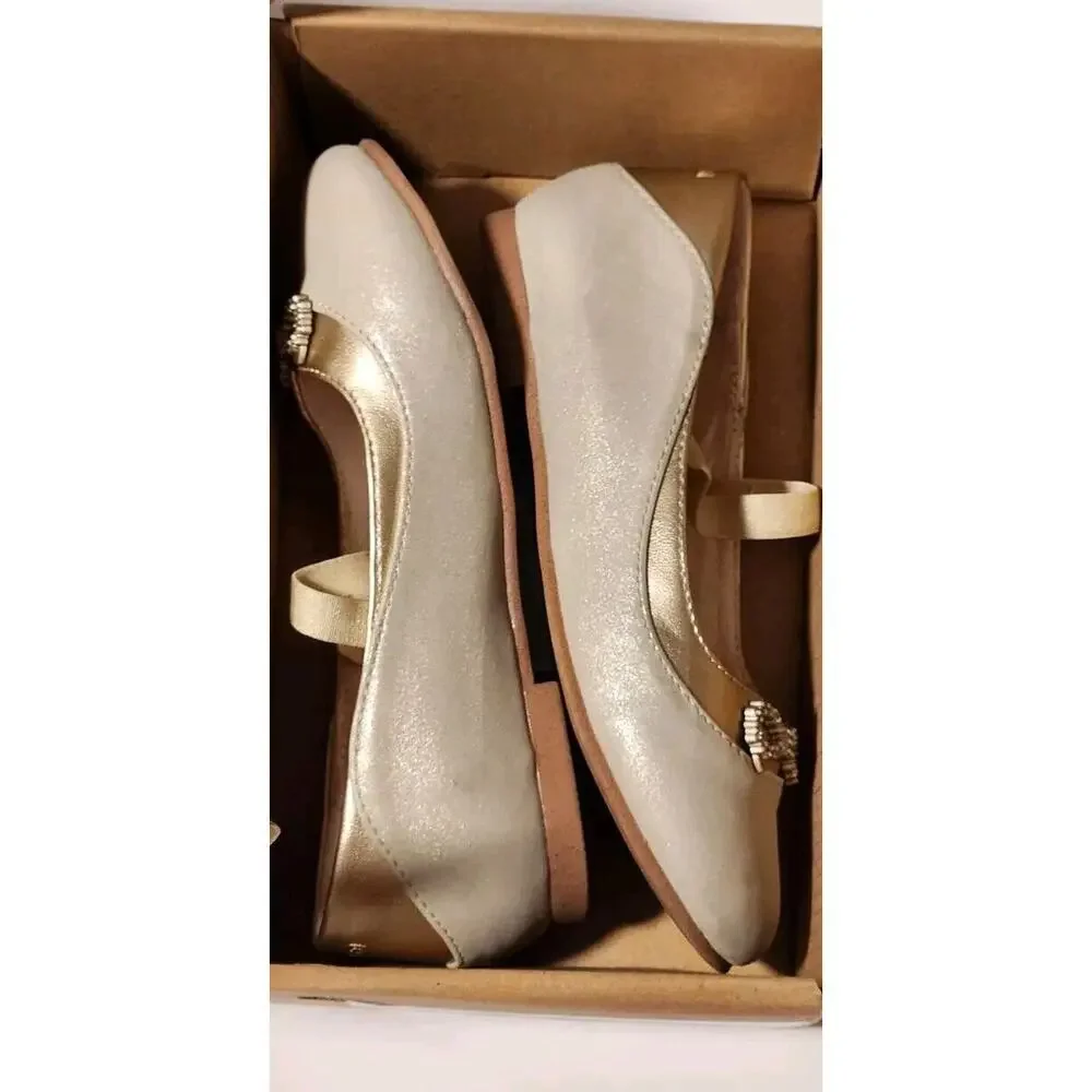 Mayoral Ballerina Girls' Flat Shoes Size 29 US 11C Color Gold Holiday Dressy- G7